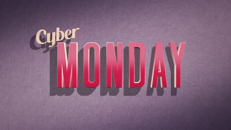 retro cyber monday text in 80s style on a purple grunge texture