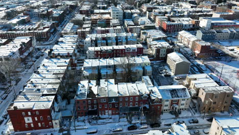 Urban-city-residential-district-in-winter-snow