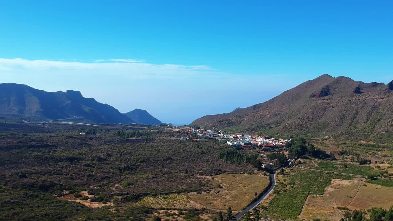 Beautiful aerial drone footage at a random mountain in Tenerife