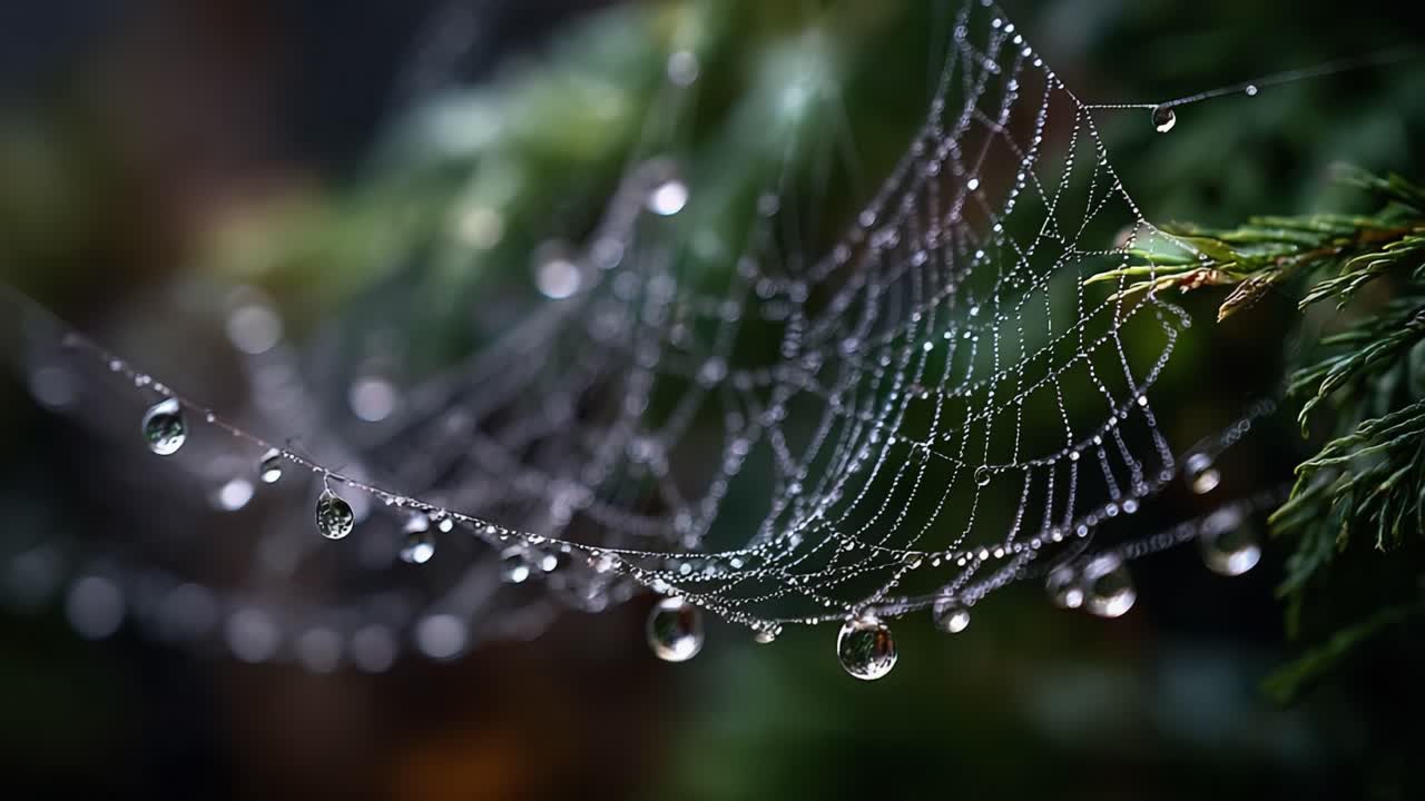 Captivating Spider Web Adorned with Dew Drops: A Stunning Display of Nature’s Artistry Showcasing Intricate Design and Transient Beauty