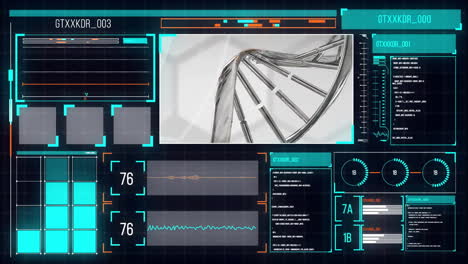 animación del procesamiento de datos digitales sobre la cadena de adn