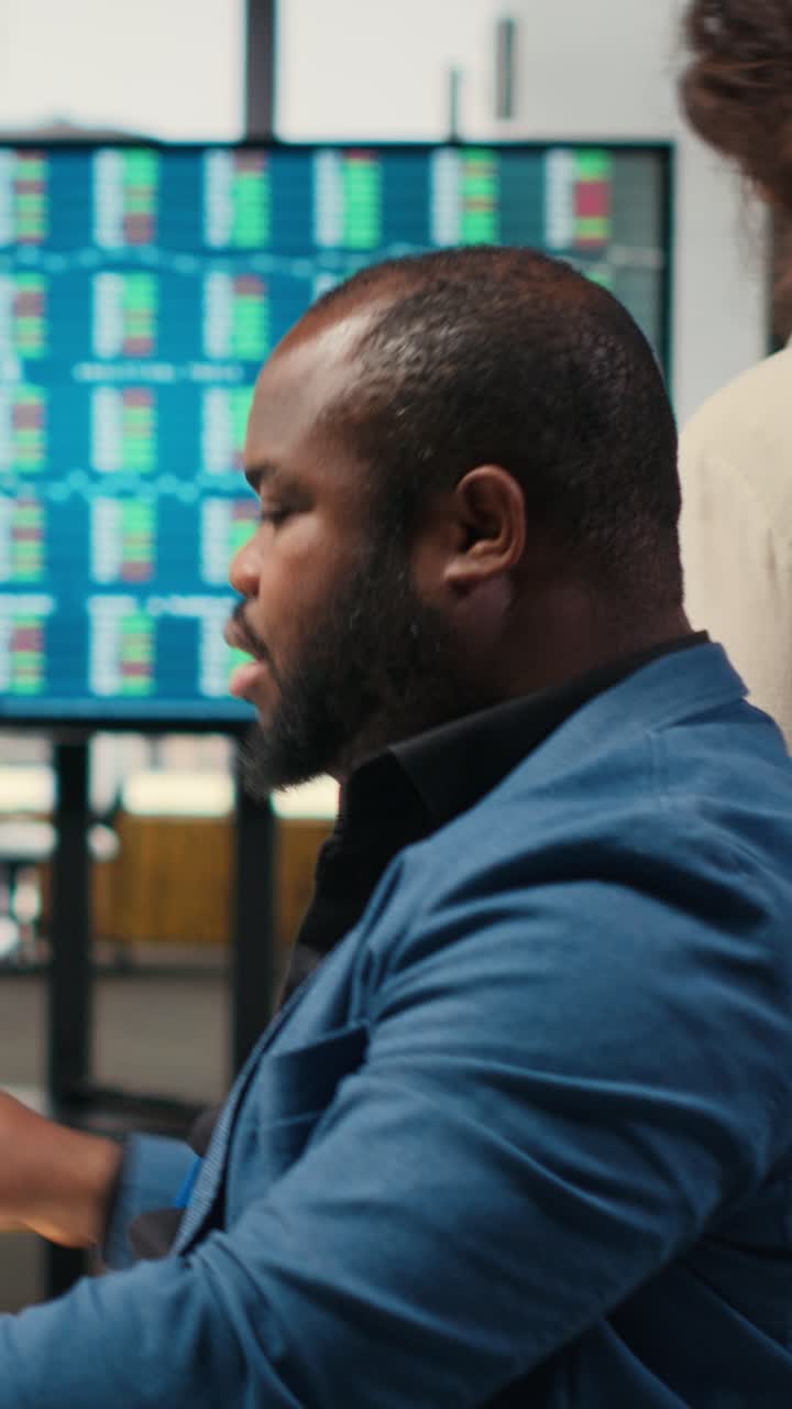 Vertical Video Female colleague bringing documents folders for general manager