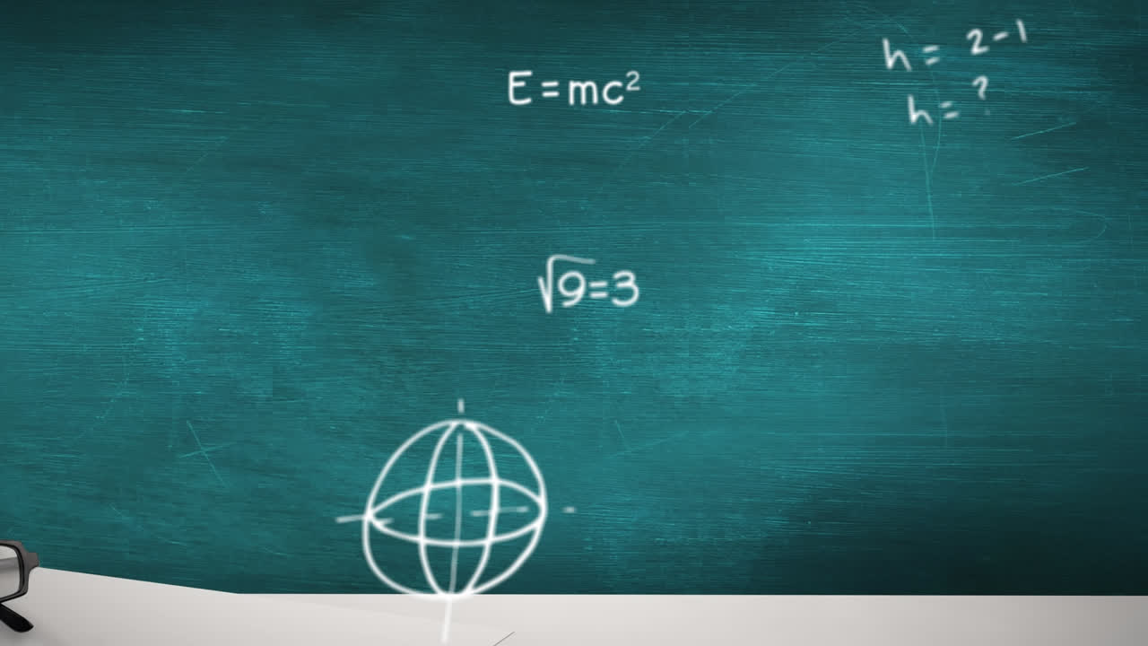 animación de fórmulas matemáticas en movimiento sobre fondo azul