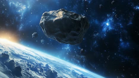 asteroid field approaching earth