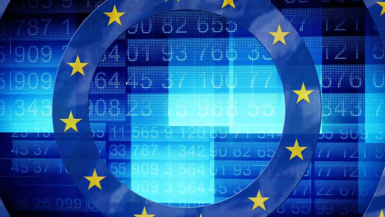 데이터 처리에 대해 파란색 원을 움직이는 별