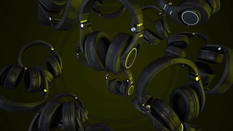 auriculares en un fondo abstracto. vibraciones musicales. estilo de dj. animación de auriculares
