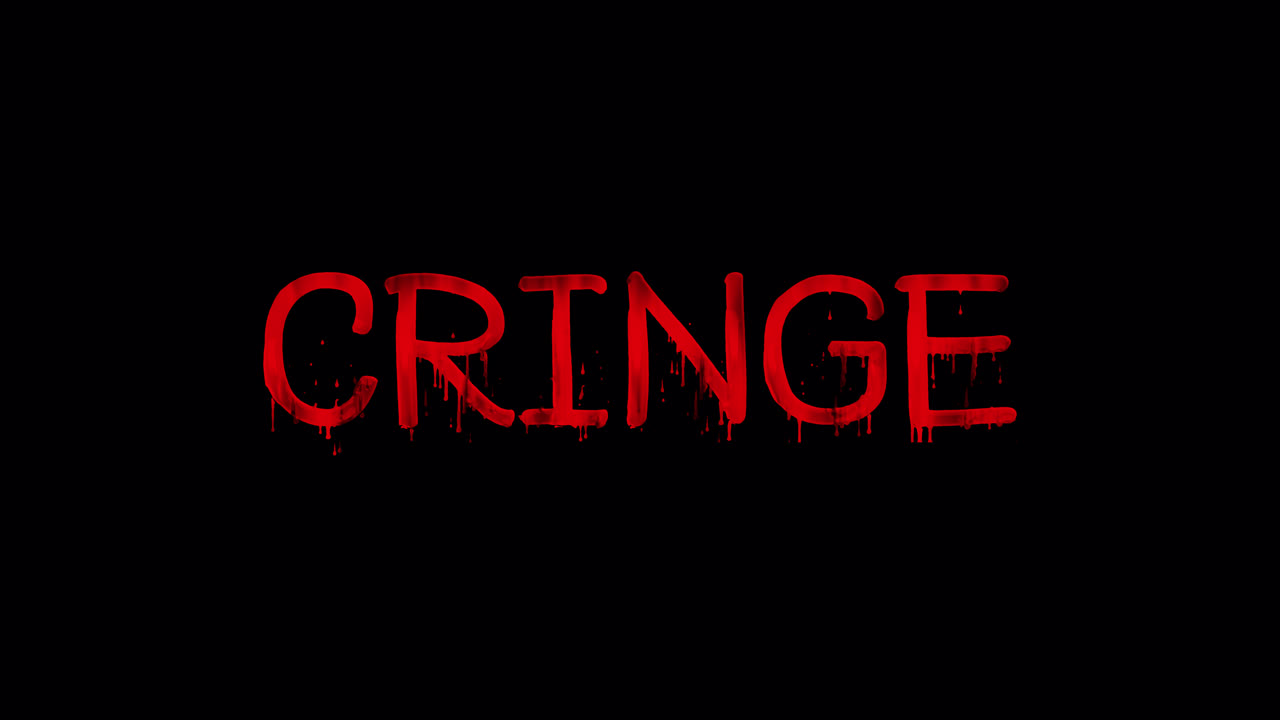 Red Dripping Cringe Text Animation on Black Background