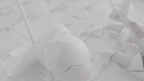 crushed android shells on spikes on a foggy, white junkyard