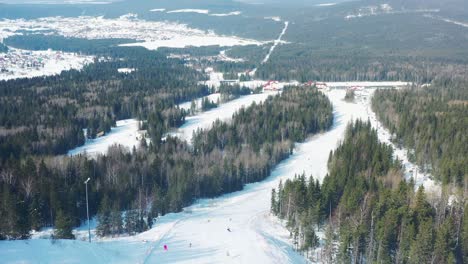 aerial view of a snowy ski resort