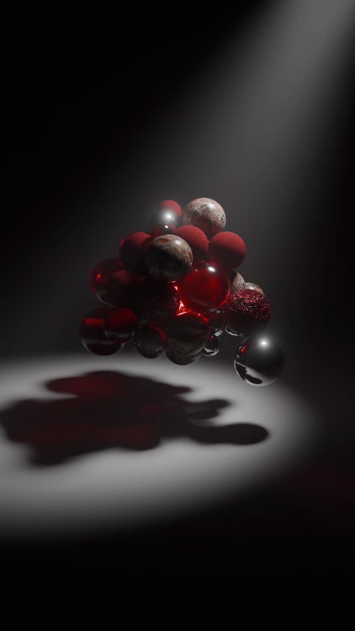 Rendering 3D astratto di sfere galleggianti
