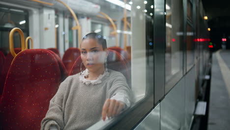 woman on a night train