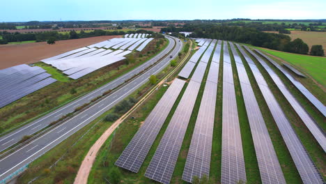 next to the freeway a20 in germany is a solar park in slow motion