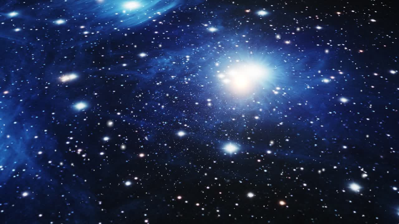 blaue nebelwolken schweben im dunklen universum