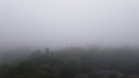 Aerial-footage-of-a-foggy-Midwest-morning-on-Lake-Michigan