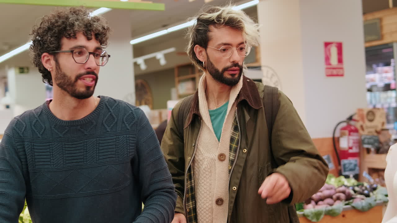 Gay Couple Shopping for Groceries Together