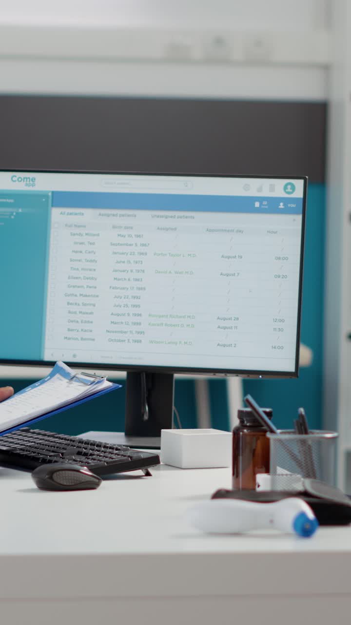 Medical Office Desktop with Appointment Schedule