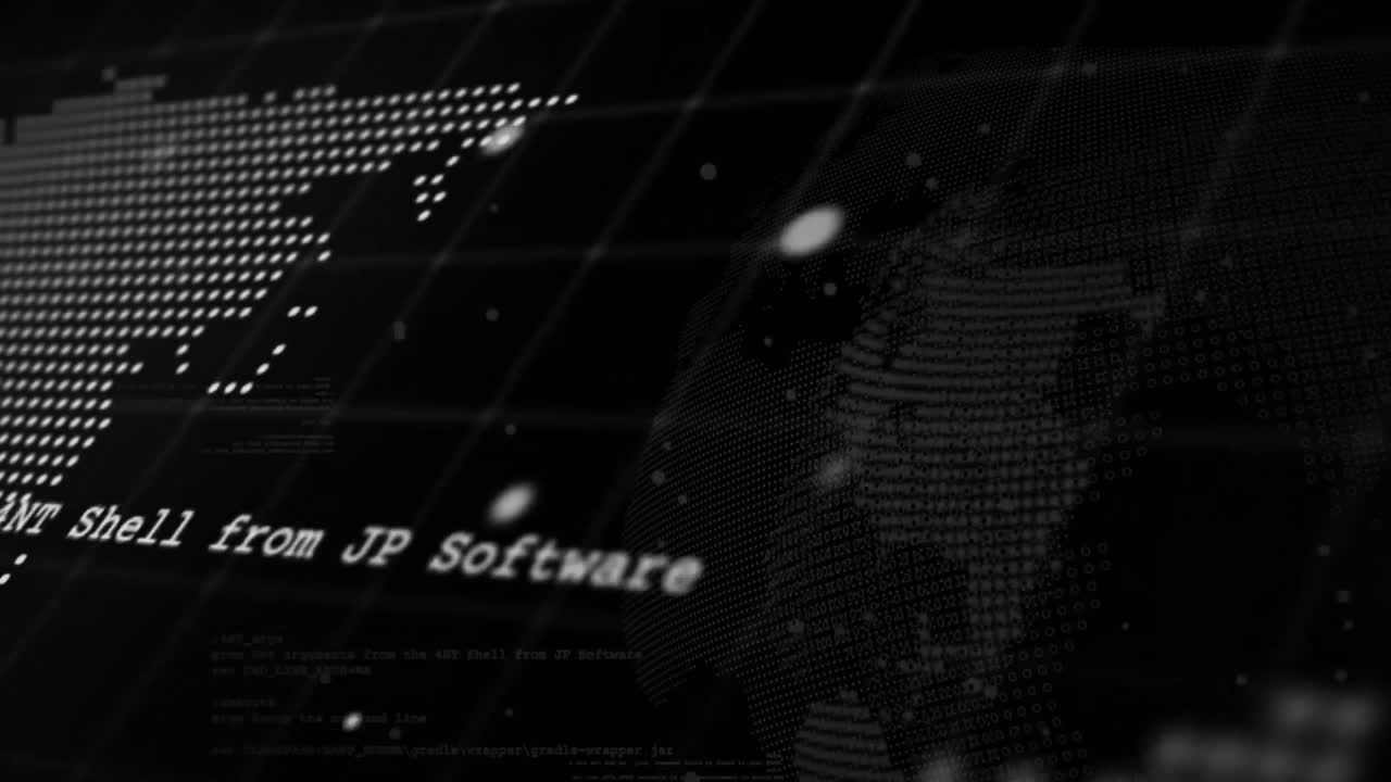 Animation of data processing over globe on black background