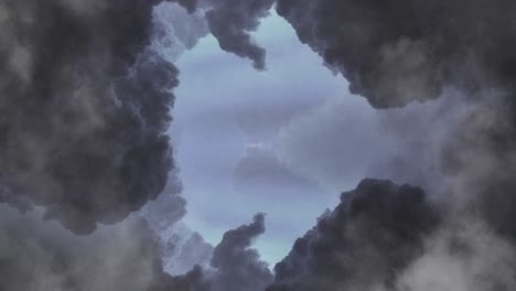 punto de vista, moviéndose hacia afuera desde la nube cumulonimbus