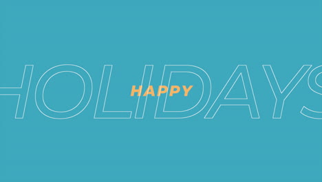 stylish blue happy holidays greeting in white and orange font