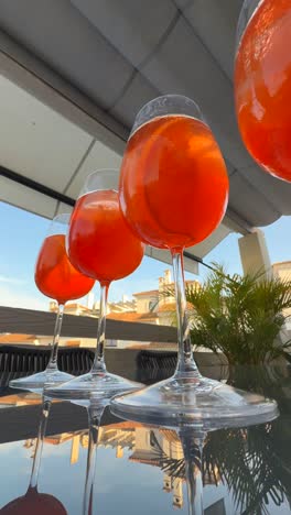 aperol spritz cocktails on a terrace