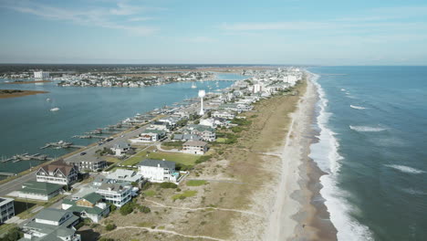 descending aerial looking over wrightsville beach, north carolina