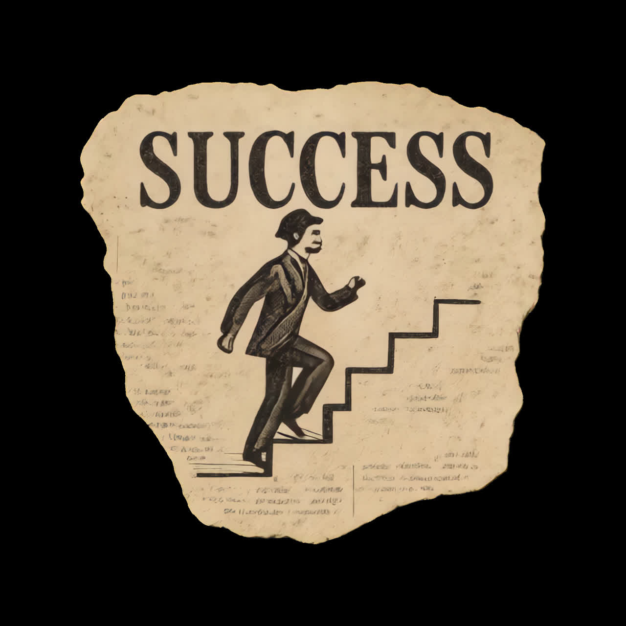 Vintage success concept illustration animation isolated asset, transparent 4K video, alpha channel