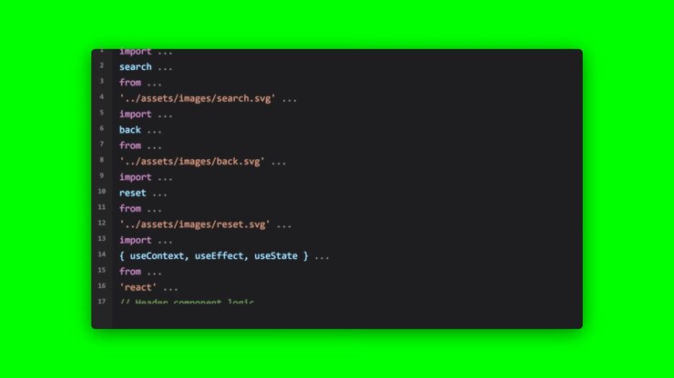 React JavaScript Code Editor Scrolling Through Imports