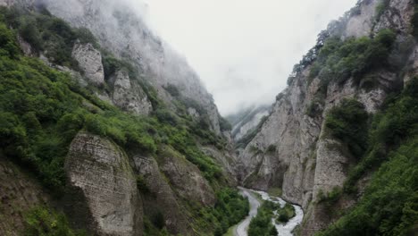 misty mountain valley with river