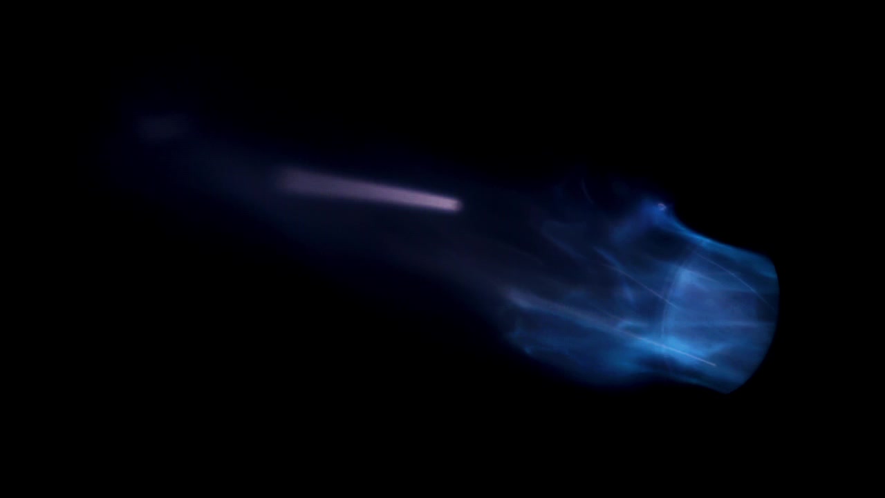 Abstract Blue Light Trails Moving on a Dark Background