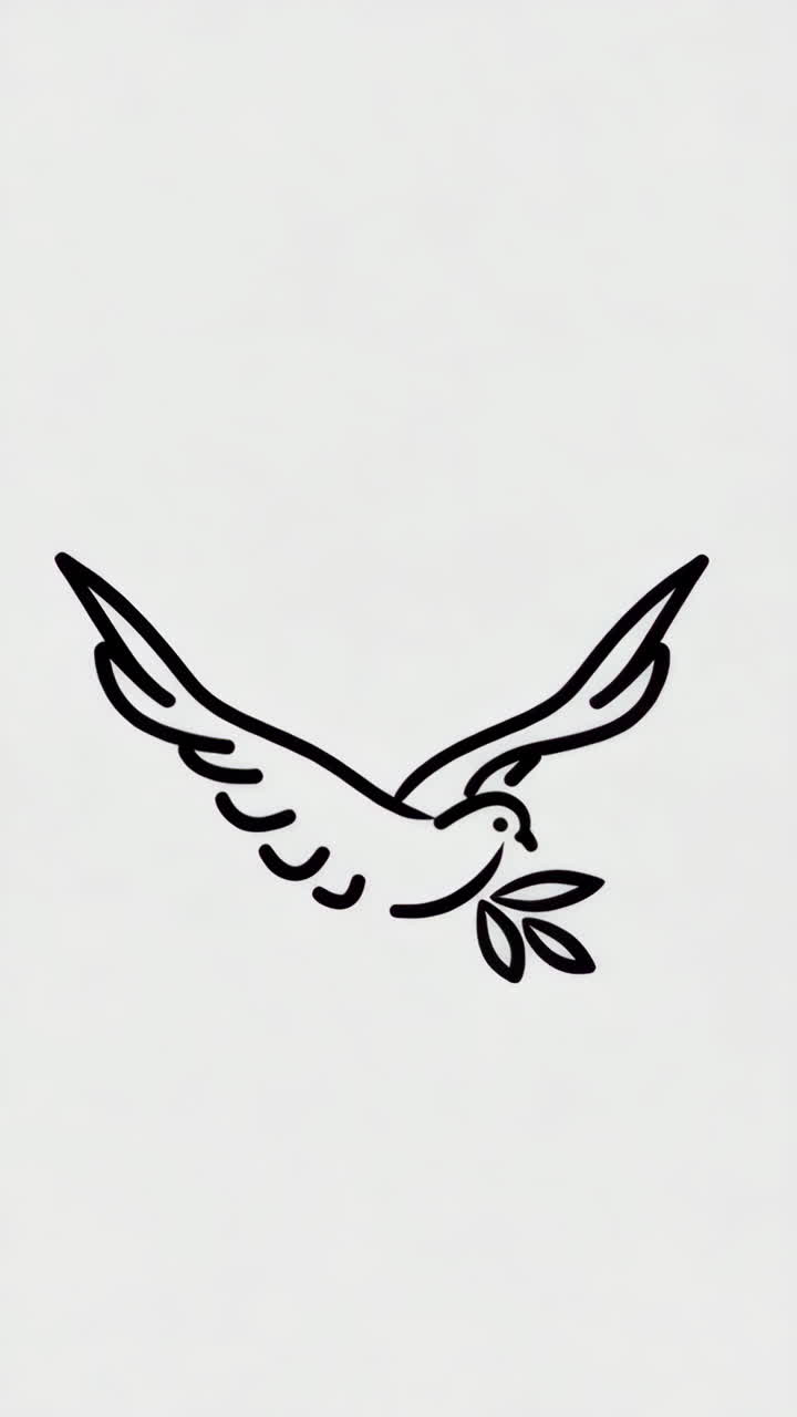 Minimalist Line Art of a Dove with Olive Branch