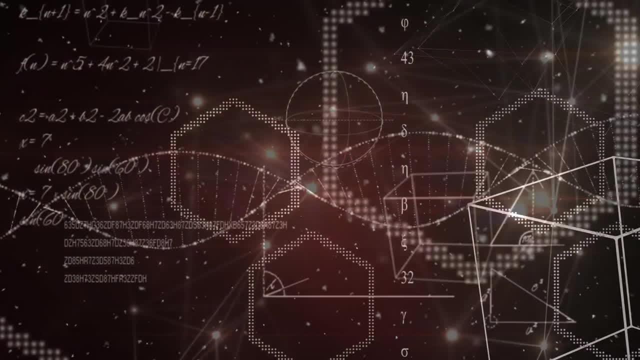 animación del procesamiento de datos científicos sobre un fondo oscuro