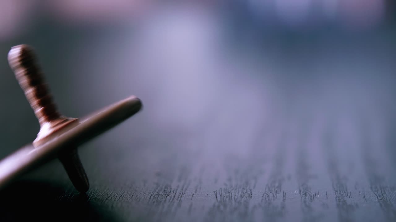 Wooden Spinning Top Toy Rotating and Losing Balance