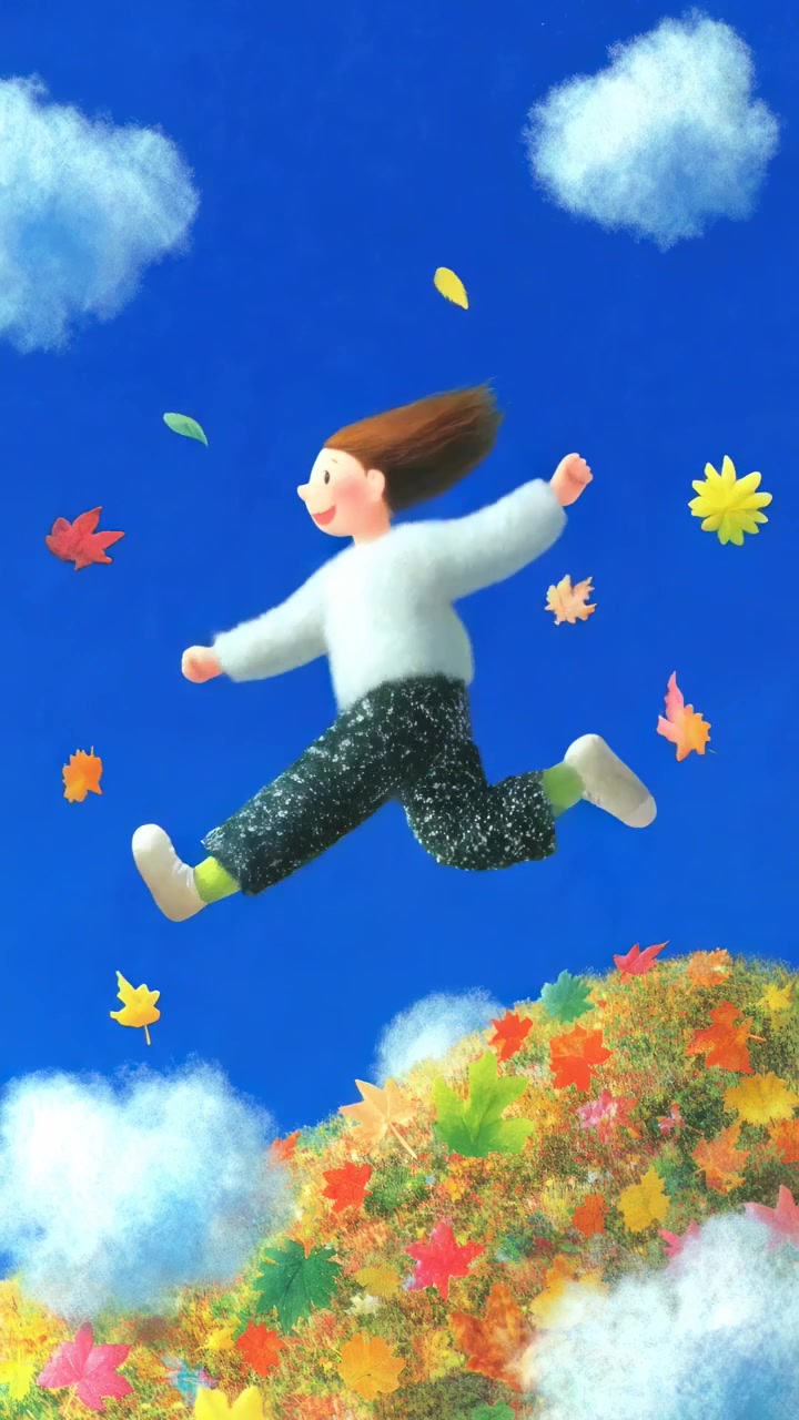 Animated Character Walking Through Autumn Landscape