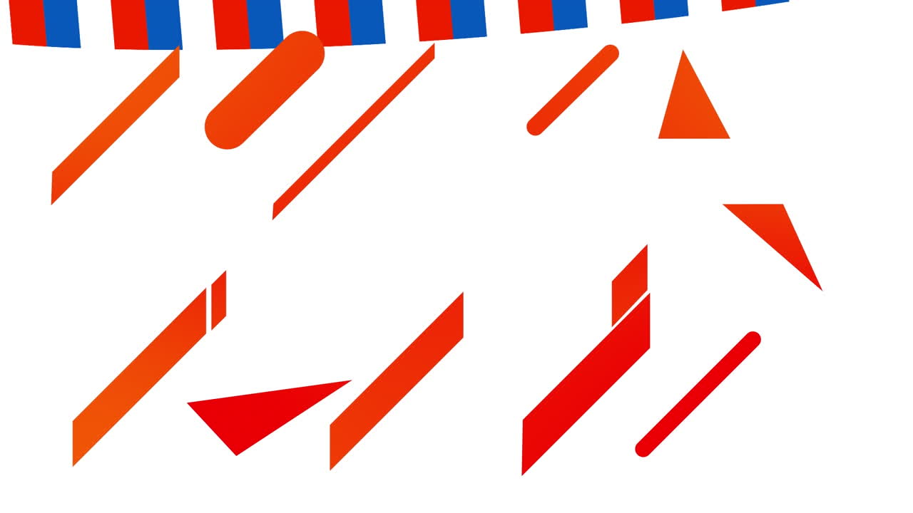 animación de formas abstractas rojas con espacio de copia contra el diseño de la bandera estadounidense.
