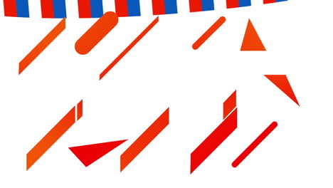 animación de formas abstractas rojas con espacio de copia contra el diseño de la bandera estadounidense.