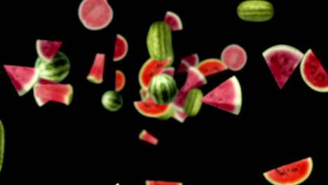 falling watermelons background, loop, with alpha channel