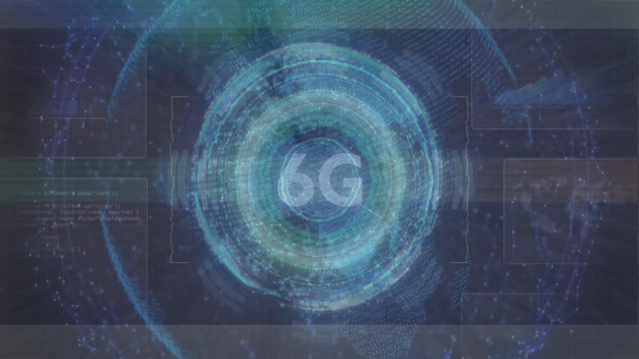 범위 스캐닝의 애니메이션과 지구와 함께 6g 텍스트