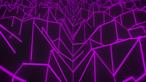 animación de montañas con contornos púrpuras brillantes en el mapa moviéndose en un bucle sin costuras
