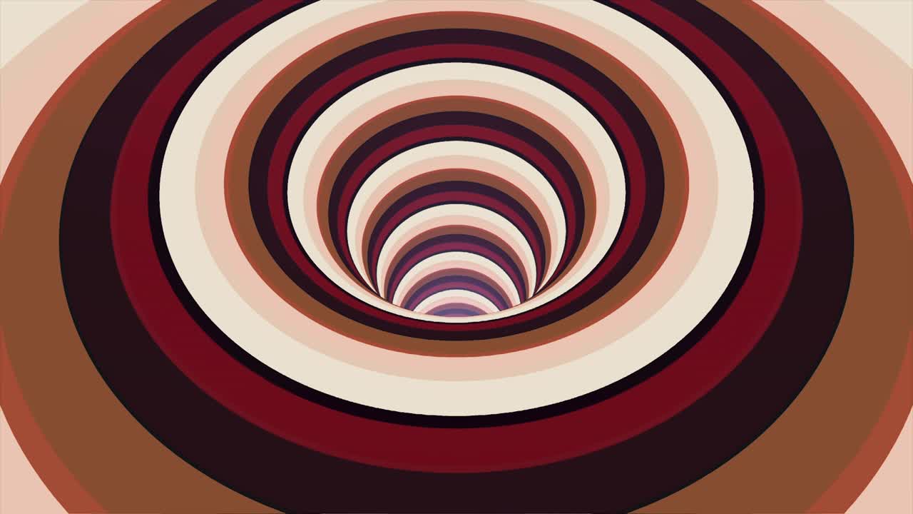 fondo abstracto con embudo giratorio sin fin, bucle sin costuras. animación. hélice abstracta con rayas de colores rojos, marrones y negros parpadeantes