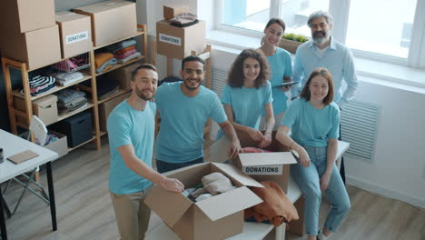 volunteer team sorting donations
