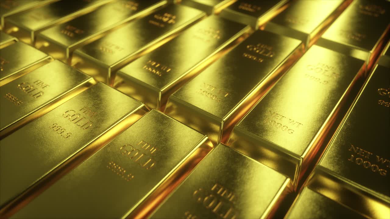 vista de la cámara deslizante en las barras de oro