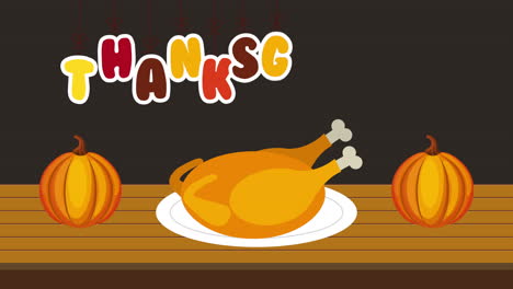 happy thanksgiving celebration with turkey cooking