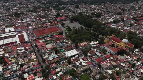 aerial view of xochimilco's center on a sunny day in southern mexico city