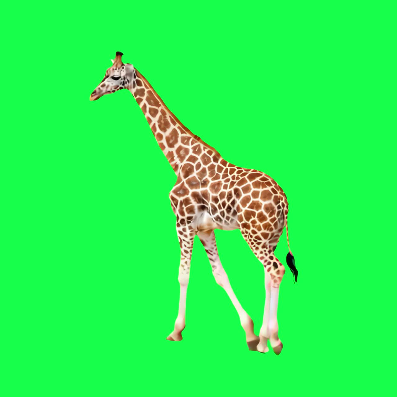 Girafa Caminhando em Fundo de Tela Verde