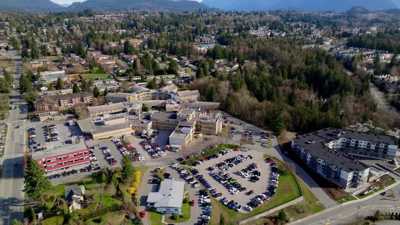 Aerial View Of Mission Memorial Hospital Building In Mission City, British Columbia, Canada.