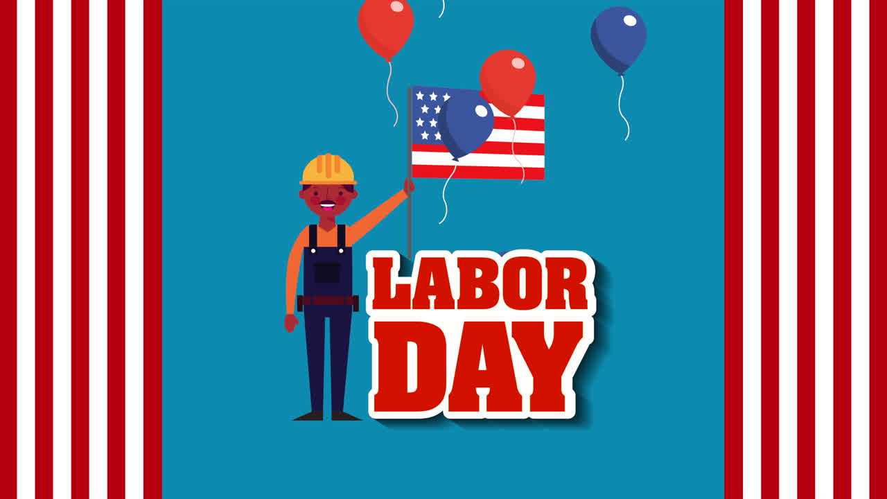 labor day animation with builder constructor