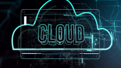 cloud computing concept with futuristic data processing animation