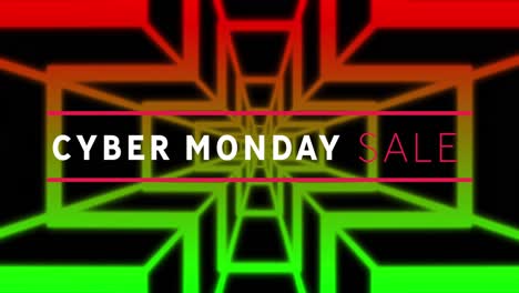 Animation-of-cyber-monday-sale-text-over-shapes-on-black-background