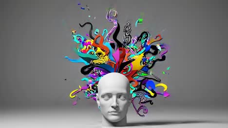 abstract human head with creative explosion