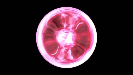 abstract sci-fi pink red fantasy futuristic plasma ball seamless loop isolated on black background with alpha channel. 4k 3d rendering effect element for abstract science or technology.